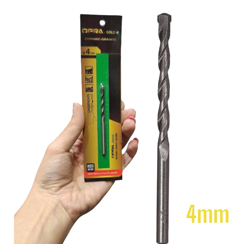 مته OPRA-GOLD (اپرا) مخصوص بتن، گرانیت و سرامیک سخت – 4 میلی‌متر